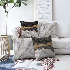 Zethome Marble - Grote Kussenhoes voor Sierkussen Set 4 Stuks - 55x55 cm - Vierkant - Dubbelzijdig bedrukt - Kussenhoezen Set - Soft Touch - Verborgen Rits