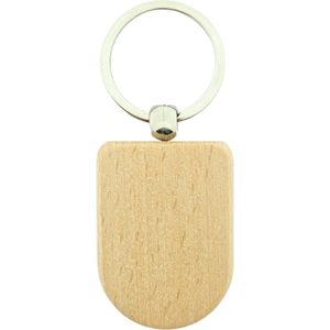 CombiCraft Blanco houten sleutelhanger half ovaal 50x35mm - verpakking 10 stuks