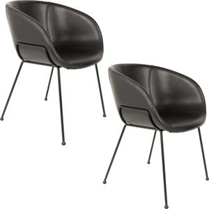 Zuiver Feston Eetkamerstoelen met armleuning Zwart - Set van 2