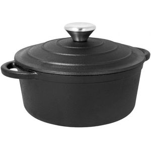 Brunbeste Gietijzeren Braadpan - 5.9 l - 28 cm - Kookpot Met Deksel - Zwart