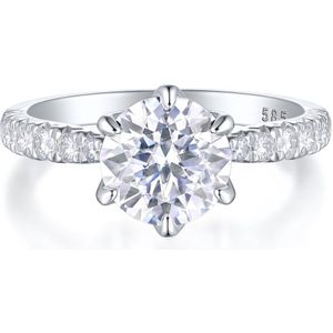 Yuliana - 14k Witgouden Moissanite Verlovingsring in Tulp Zetting met Schitterende Zijstenen - 5 karaat