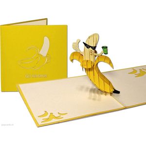 Popcards popupkaarten – Grappig Banaan Feest Party Go Bananas Humor Festival Vakantie Verjaardagskaart Felicitatie Verjaardag pop-up kaart 3D wenskaart