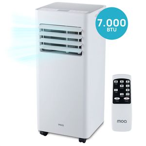 MOA Mobiele Airco - 7.000 BTU - Met Afstandbediening - Tot 22m² - Voor o.a. Woonkamer en Slaapkamer - Airconditioner met Ontvochtigingsfunctie - Raamafdichtingskit - Wit