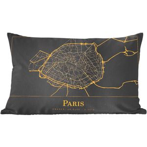 Sierkussen - Kaart Parijs - Goud - 30 Cm X 50 Cm