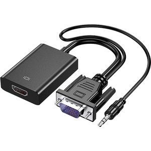 Techvavo® VGA (+ Audio) naar HDMI Adapter Converter Universeel - Met 3.5MM Jack Aux & USB Voeding Kabel - Analoog Naar Digitaal Video Omvormer - Male To Female - 1080P Full HD - inclusief USB voedingskabel