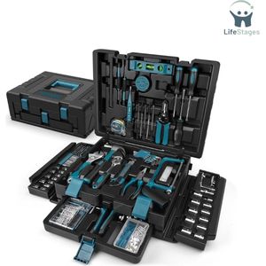 LifeStages - Gereedschapskoffer Gevuld - Gereedschapskoffer - Gevuld 379-Delig - Algemene Gereedschapsset Voor Thuis/Auto - Opbergkoffer Voor Reparatiegereedschap Met Lade - Algemene Huishoudgereedschapsset