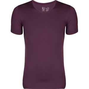 RJ Bodywear Pure Color T-shirt V-hals - aubergine (micro) - Maat: XXL