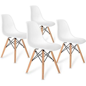 ZFA Store® Stoelen set van 4 wit - Eetkamerstoelen - Nordic - Zithoogte 43 cm