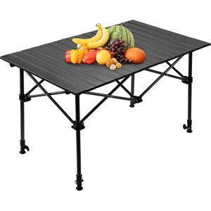 D&B - Camping tafel - Campingtafel inklapbaar - Compact - Opvouwbaar - Lichtgewicht - Zwart - Verstelbare hooogte - 55 X 95 X 50