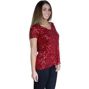 Pailletten topje, shirt rood maat 36 t/m 40 - Eras tour