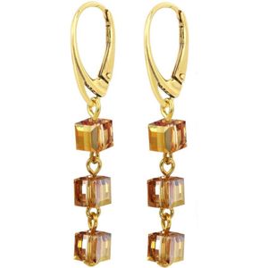 ARLIZI 1743 Oorbellen Swarovski Kristal Kubus - Verguld - 5 cm