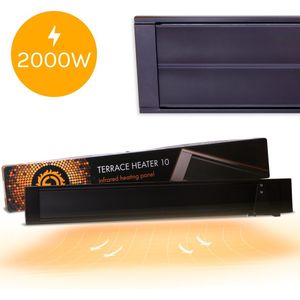 Ecosun Luxe Heater Terrasverwarmer - Elektrische Verwarming - 2000W - Infrarood Verwarmingspaneel - Aluminium - Hangend - Zwart