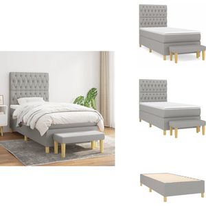 vidaXL Boxspring - Boxsprings - Pocketveringbed - Bed - Boxspring met matras stof lichtgrijs 90x200 cm