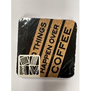 Onderzetters Kurk - 4 Stuks - Coffee Koffie Cafe - Design - Kurken Onderzetter - Vierkant - Glasonderzetter - 9,5 x 9,5 cm