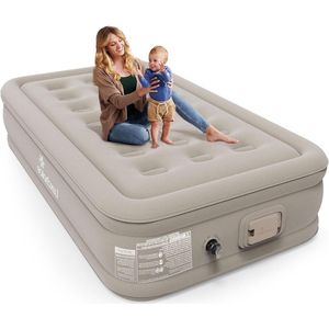 Luchtbed met ingebouwde pomp 1 persoon zelfopblazend draagbare pomp anti-slijtage anti-lawaai premium stof opblaasbaar matras logeerbed voor camping thuisgebruik Luchtbed met ingebouwde pomp