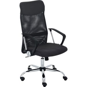 Bureaustoel - Kantoorstoel - Design - In hoogte verstelbaar - Hoge rugleuning - Mesh - Zwart - 60x53x118 cm