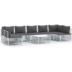 vidaXL Witte 8-delige Loungeset met Kussens Loungeset - Tuinset - Lounge Bank - Tuinbank - Hoekbank