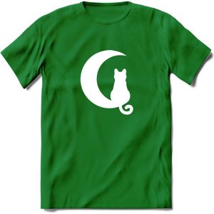 Nacht Wacht - Katten T-Shirt Kleding Cadeau | Dames - Heren - Unisex | Kat / Dieren shirt | Grappig Verjaardag kado | Tshirt Met Print | - Donker Groen - 3XL