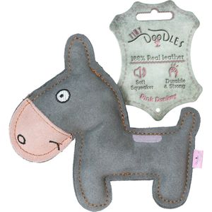 Tiny Doodles Doggy - Doodles Donkey - Hondenspeelgoed - Honden speeltje met piep - Roze - 17 cm