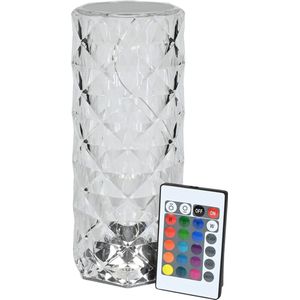 Relaxwonen - LED Tafellamp oplaadbaar kristal + afstandsbediening - 16 kleuren