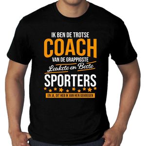 Grote maten Trotse coach van de beste sporters cadeau t-shirt zwart voor heren -  kado voor een sport / coach XXXL