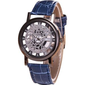 Fako® - Horloge - Open Uurwerk - Zwart - Blauw