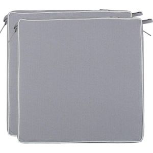 Outdoor zitkussen - vuil- en waterafstotend - 2 stuks - donkergrijs - 40x40 cm