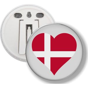 Button Met Clip - Hart Vlag Denemarken