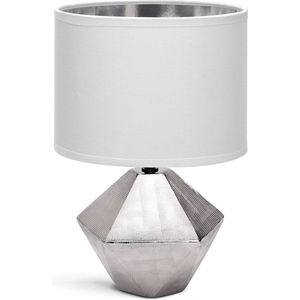 LED Tafellamp - Tafelverlichting - Aigi Uynimo XL - E14 Fitting - Rond - Mat Wit/Zilver - Keramiek