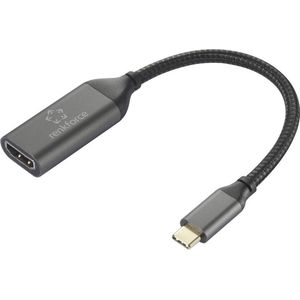 Renkforce RF-5234038 USB-C / HDMI Adapterkabel [1x USB-C stekker - 1x HDMI-bus] Zwart Afscherming gevlochten 0.15 m