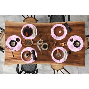 Ronde placemats - Onderlegger - Placemats rond - Patroon - Waterverf - Roze - 6 stuks