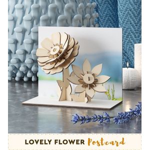 Woodypost - Houtenpuzzel - Miniatuurbouw - 3D - Postkaart - Lovely Flower