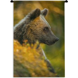 Wandkleed Roofdieren - Close-up van een bruine beer Wandkleed katoen 120x180 cm - Wandtapijt met foto XXL / Groot formaat!