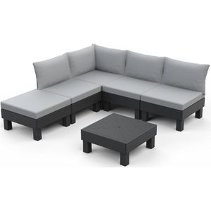 Keter Elements Loungeset - 5 a 6 personen - Antraciet