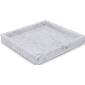 MOOISA - Marmer - Marmer dienblad wit - Tray 30x30cm - rond marmer dienblad - vierkant marmer dienblad - decoratie schaal - tapasplank - serveerplank
