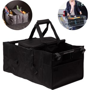 Kofferbak en Winkelwagentas - Kofferbak Organizer incl Koelvak - Achterbak Organizer - Auto Accessoire - Auto Opbergbox - Zwart