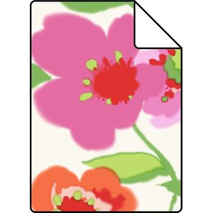 Proefstaal ESTAhome behang klaprozen roze en oranje - 128026 - 26,5 x 21 cm