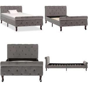 vidaXL Bedframe fluweel grijs 90x200 cm - Bedframe - Bedframes - Bed Frame - Bed Frames
