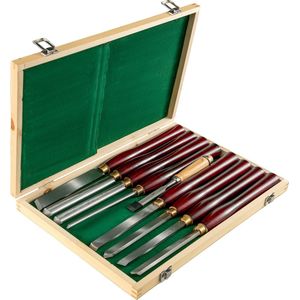 VEVOR 45 x 31 x 4 cm Hout Beitel Sets , Hogesnelheidsstaal , 8-Delige Beitelsset , Veilige Messing Ferrules , Ergonomisch Ontwerp Biedt , Ontwerp met Solide Bladen , voor Houtbewerking, Draaibanken, Snijwerkprojecten