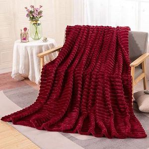 Knuffeldeken - Pluche - Deken - Wollen - Dekentje - Fleece - Plaid - Bank Deken - 1 Persoons - Rood