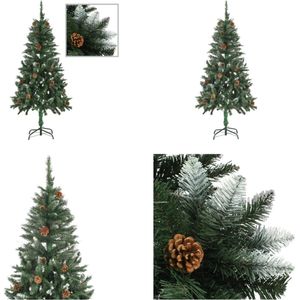 vidaXL Kunstkerstboom met dennenappels en wit glitter 150 cm - Kerstboom - Kerstbomen - Kunstboom - Kunstbomen