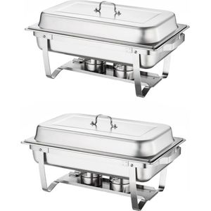 Serveerschaal - Warmhoudschotel - Chafing Dish - Buffetschaal - 2 schalen - 8L