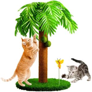 Ibenzoa® Hoge Krabpaal voor Katten met Palmboomontwerp en Speelballen van 78 cm Hoog