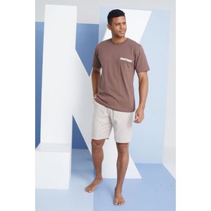 Heren T-Shirt& Shorts Set Osvaldo / Bruin kleur/ 100% Katoen / maat L