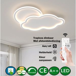 HomeBerg - Moderne LED Wolken Plafondlamp - Groot - Afstandsbediening - Dimbaar - Glans - Maanlamp - Sterlamp - Wolk lamp - Woonkamer - Slaapkamer - Plafond licht - 63CM