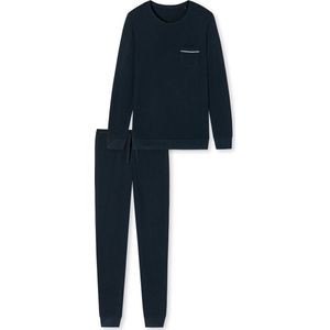 SCHIESSER Fine Interlock pyjamaset - heren pyjama lang interlock donkerblauw - Maat: XL