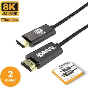 HDMI Kabel 2.1 - Ultra HD High Speed - HDMI naar HDMI - Xbox Series X & PS5 - 2 meter - Nylon - Grijs