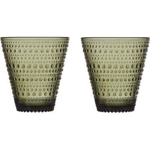 Iittala Kastehelmi - Tumbler Glazen Set - Waterglas - Vaatwasserbestendig - Mosgroen - 30 cl - 2 Stuks