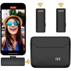 WINNES  Draadloze Microfoon Set met Oplaadetui Dasspeld Microfoon Lavalier Microfoon Voor Iphone