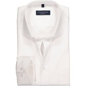 CASA MODA comfort fit overhemd - mouwlengte 7 - twill - wit - Strijkvriendelijk - Boordmaat: 44